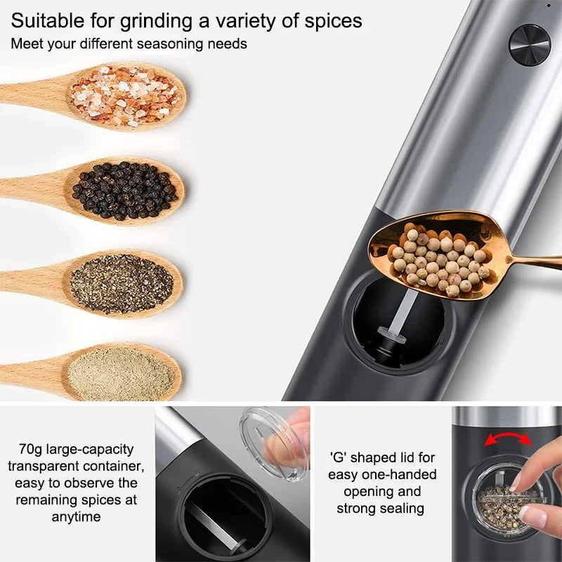 Electric Salt & Pepper Grinder Set (USB Rechargeable)