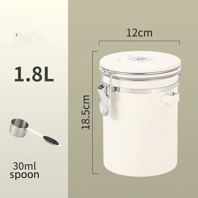 Stainless Steel Airtight Coffee Storage Canister with Measuring Spoon