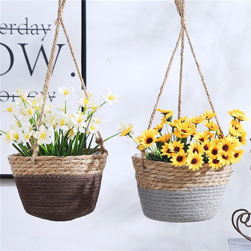 Handwoven Hanging Plant Basket – Indoor & Outdoor Planter