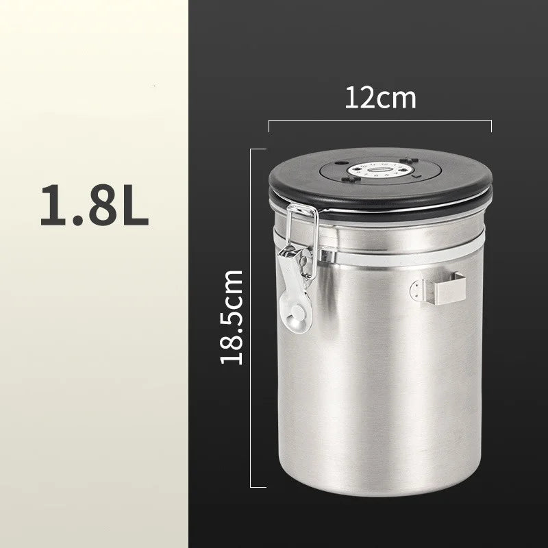 Stainless Steel Airtight Coffee Storage Canister with Measuring Spoon