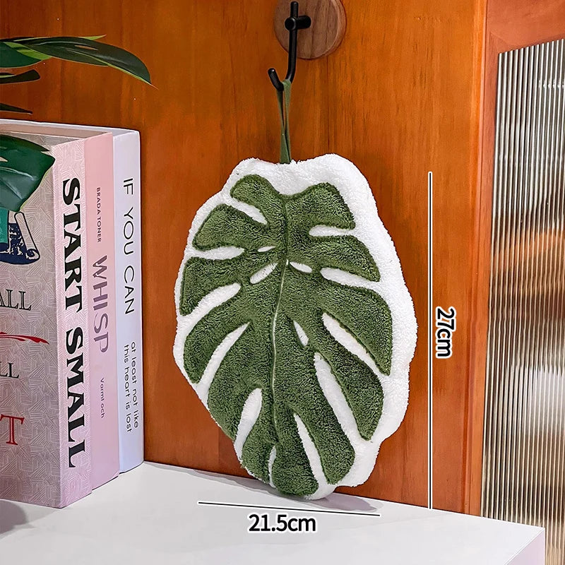 Embroidered Leaf Hand Towel