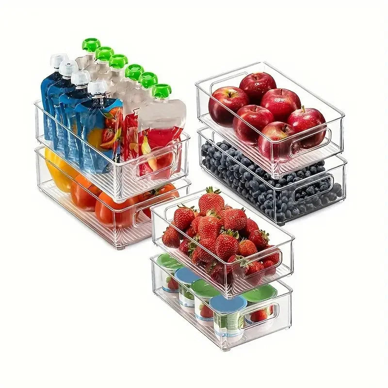 Clear Stackable Refrigerator Storage Bin with Handle