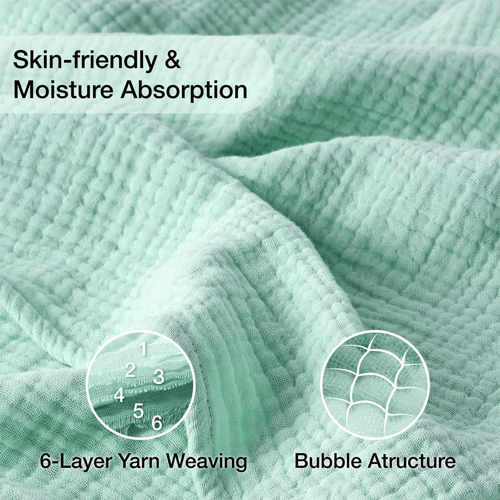 6-Layer Cotton Muslin Blanket – Lightweight & Breathable for All Seasons