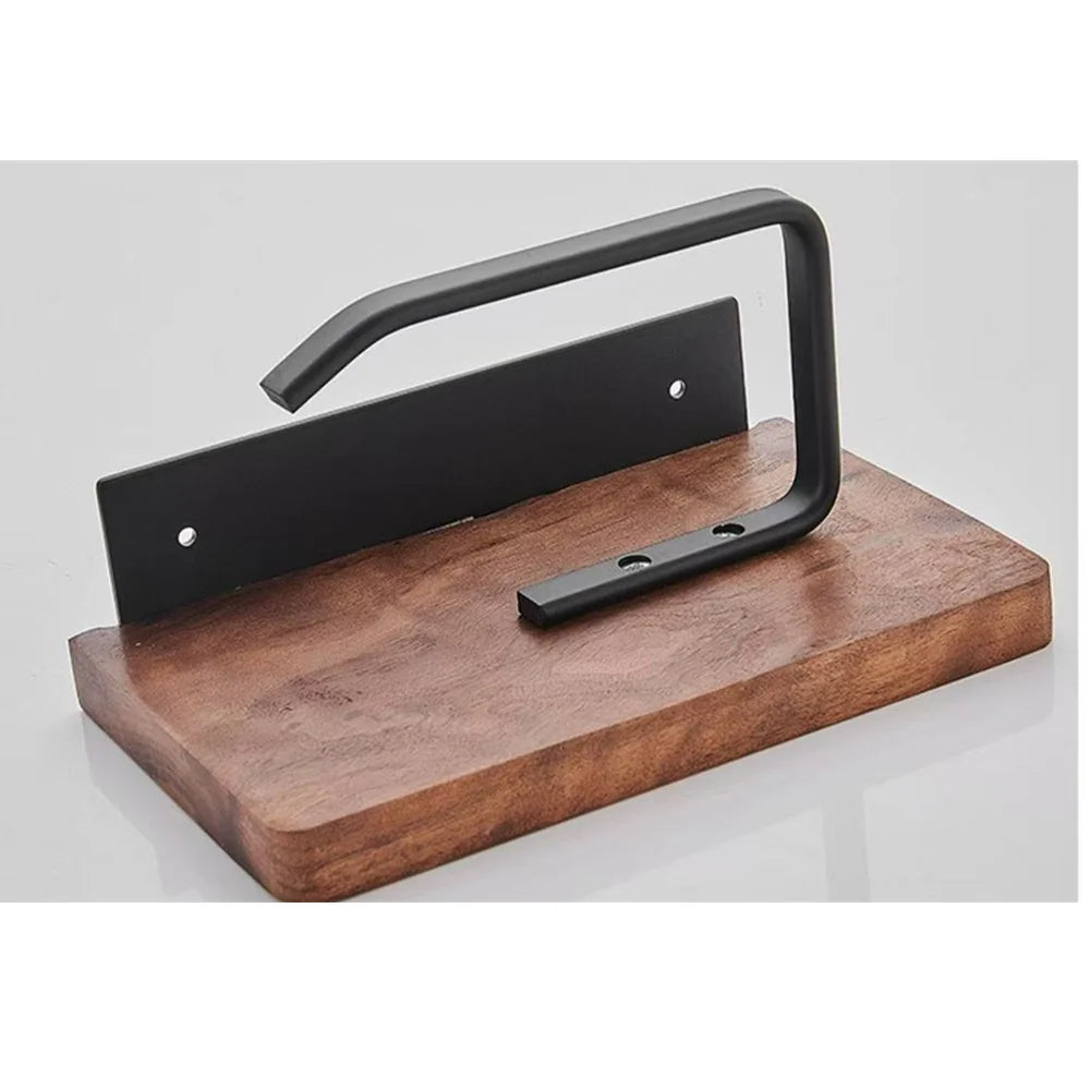 Toilet Paper Holder with Wooden Shelf