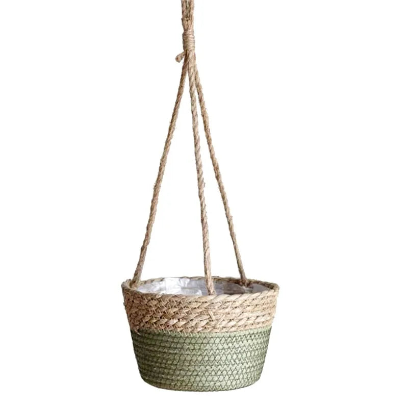 Handwoven Hanging Plant Basket – Indoor & Outdoor Planter