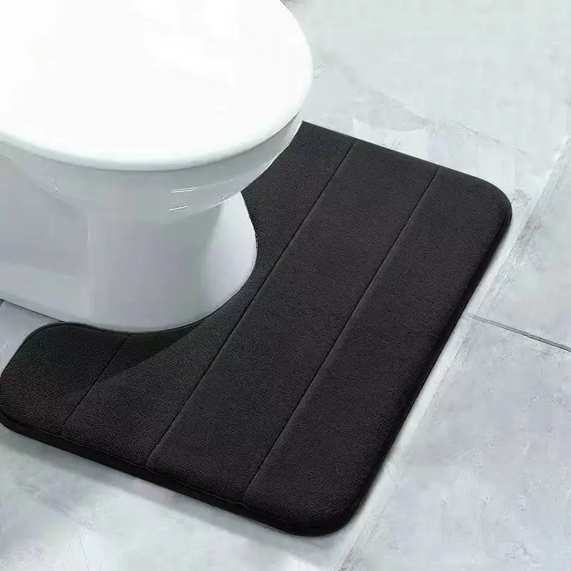 Soft Non-Slip U-Shaped Toilet Mat – Quick Dry Microfiber