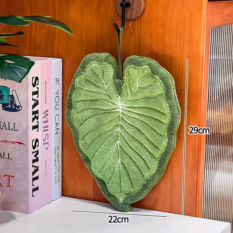 Embroidered Leaf Hand Towel