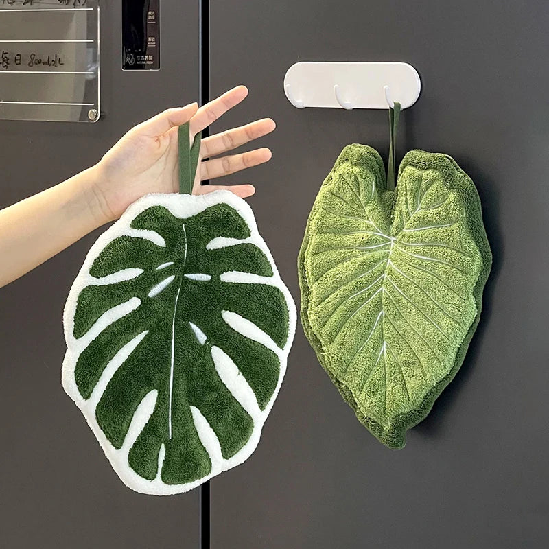 Embroidered Leaf Hand Towel