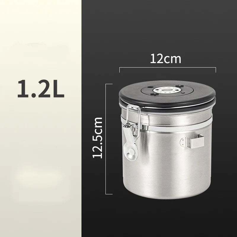 Stainless Steel Airtight Coffee Storage Canister with Measuring Spoon