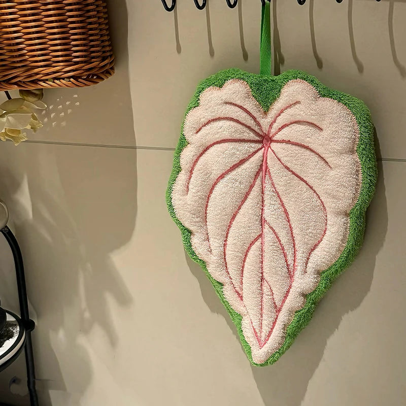 Embroidered Leaf Hand Towel