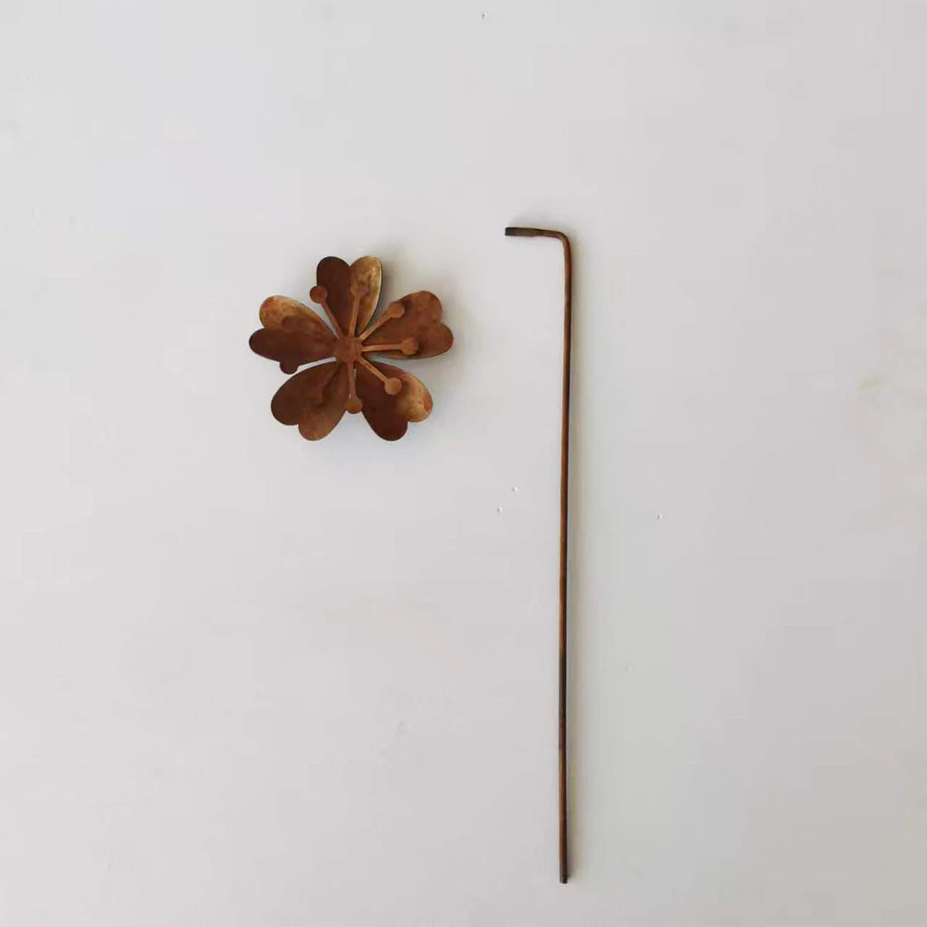 Rust Metal Flower Garden Stake