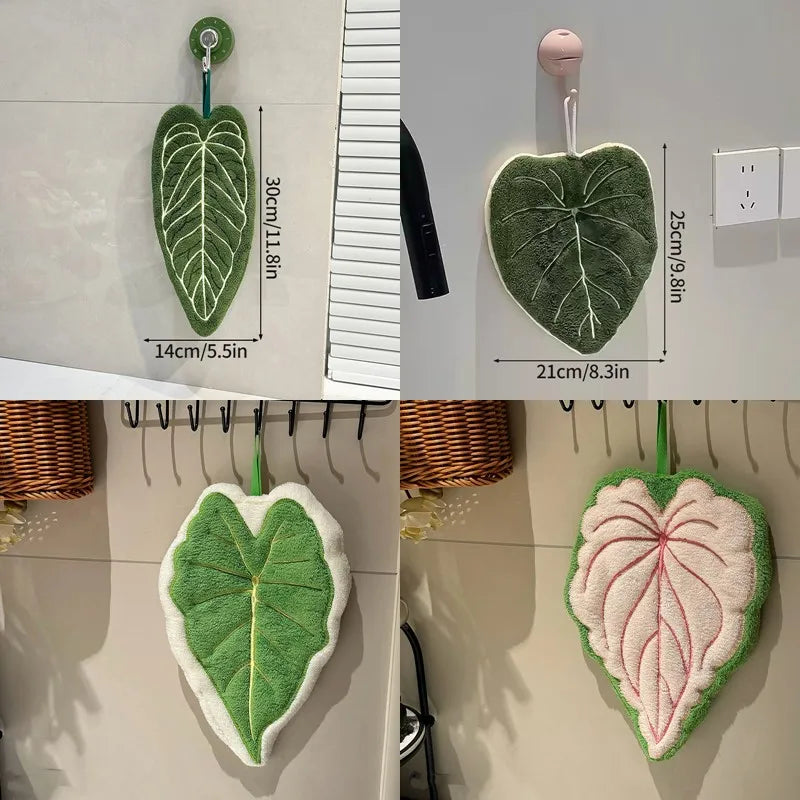 Embroidered Leaf Hand Towel