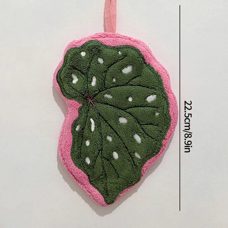Embroidered Leaf Hand Towel