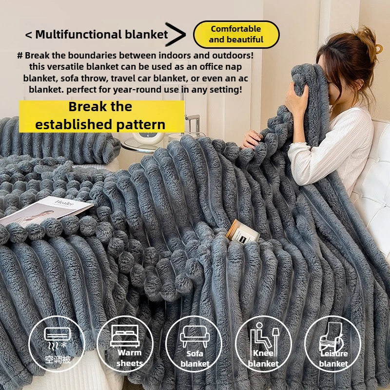 Soft Artificial Rabbit Plush Blanket
