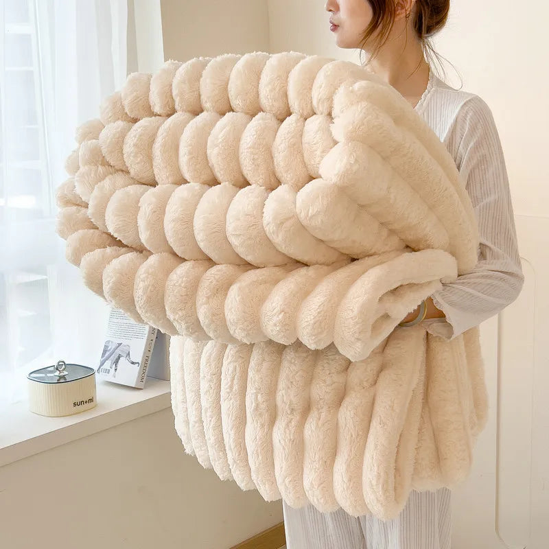 Soft Artificial Rabbit Plush Blanket