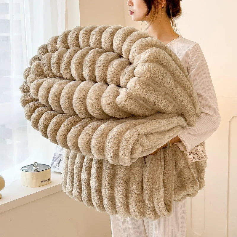 Soft Artificial Rabbit Plush Blanket