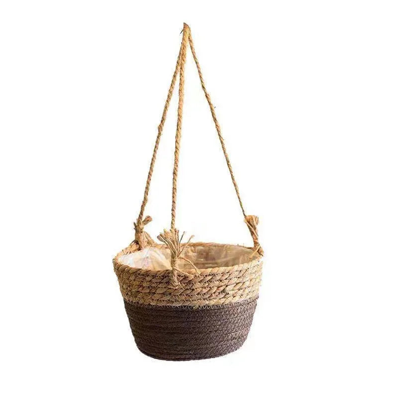 Handwoven Hanging Plant Basket – Indoor & Outdoor Planter