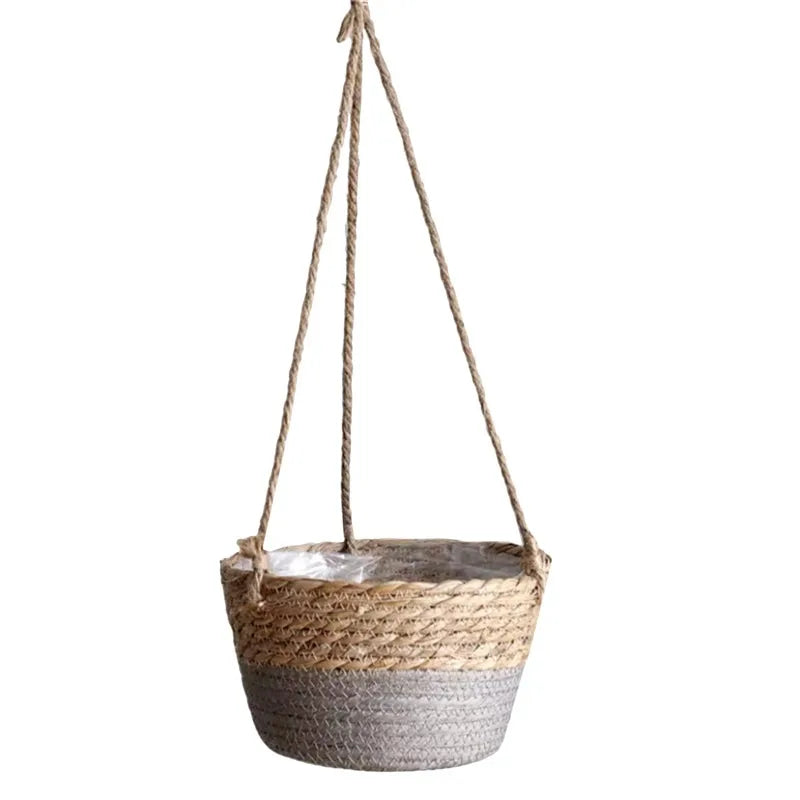 Handwoven Hanging Plant Basket – Indoor & Outdoor Planter
