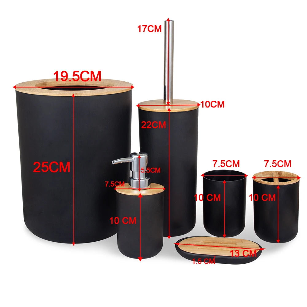 6-Piece Bamboo Bathroom Accessories Set