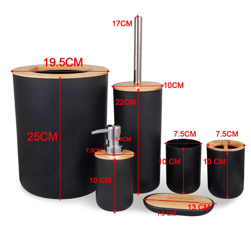 6-Piece Bamboo Bathroom Accessories Set