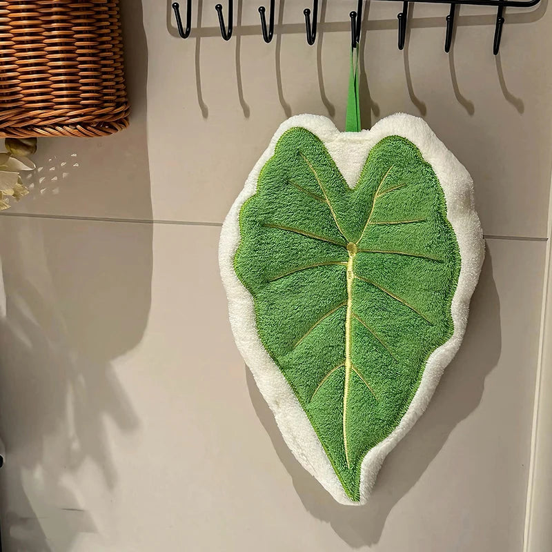 Embroidered Leaf Hand Towel