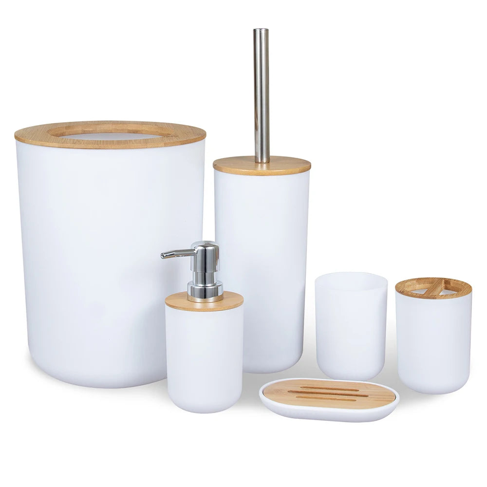 6-Piece Bamboo Bathroom Accessories Set