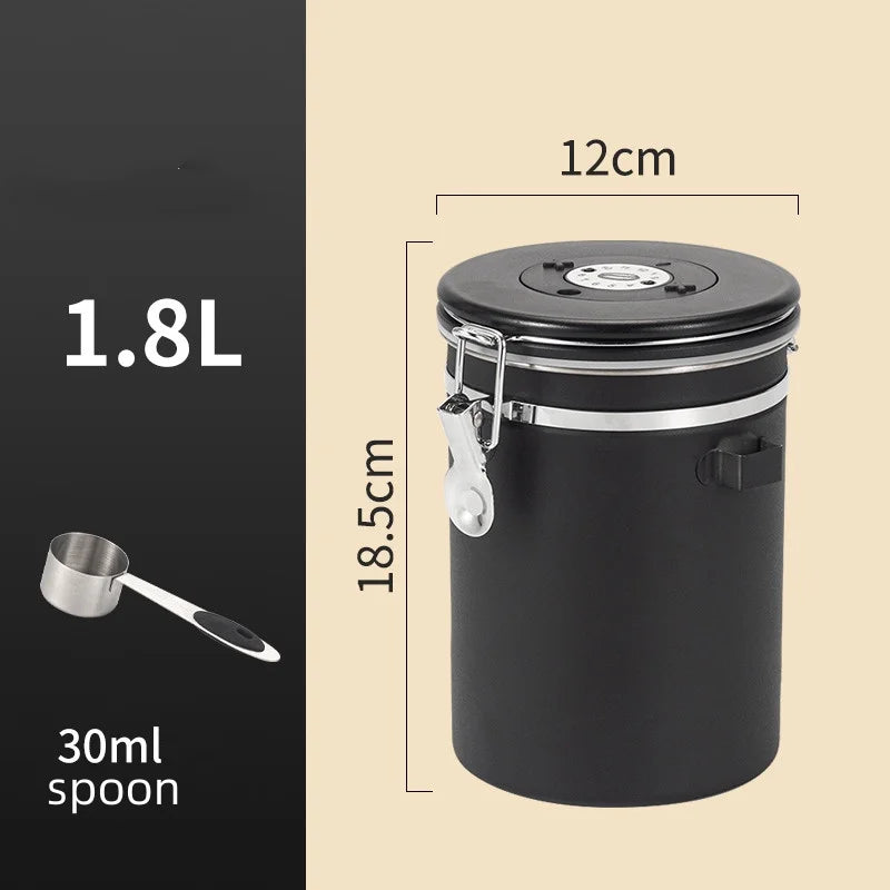 Stainless Steel Airtight Coffee Storage Canister with Measuring Spoon