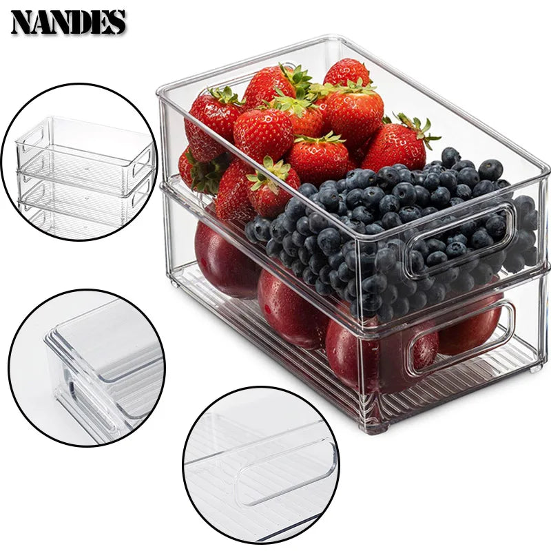 Clear Refrigerator Organizer Bin with Handle