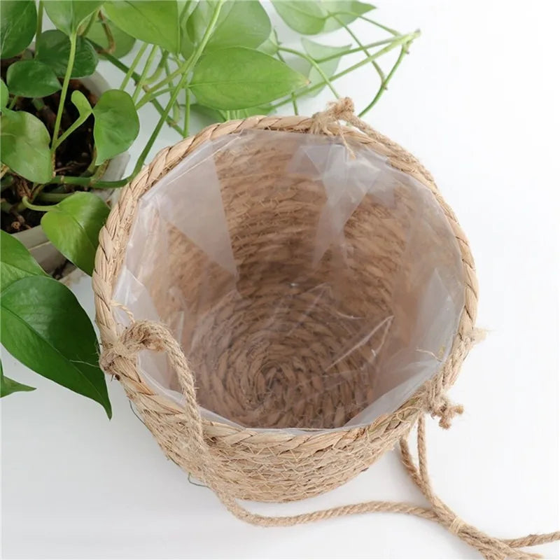 Handwoven Hanging Plant Basket – Indoor & Outdoor Planter