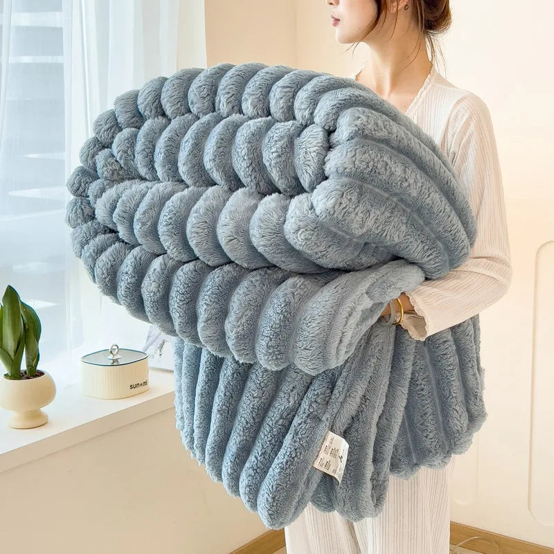 Soft Artificial Rabbit Plush Blanket