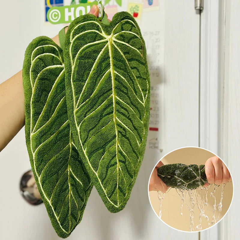 Embroidered Leaf Hand Towel