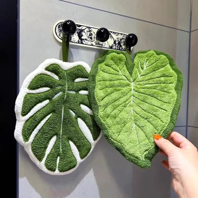 Embroidered Leaf Hand Towel