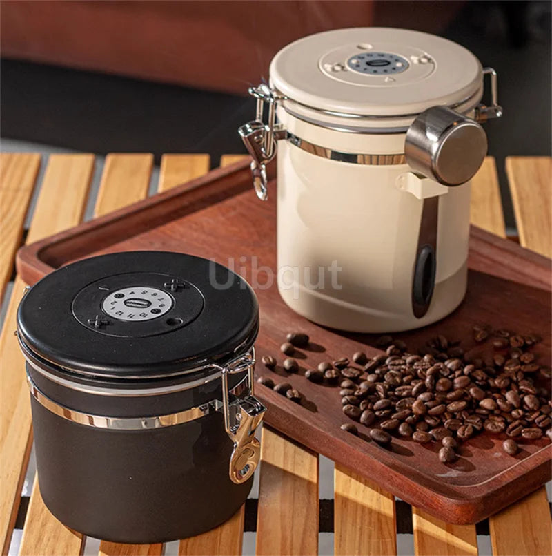 Stainless Steel Airtight Coffee Storage Canister with Measuring Spoon