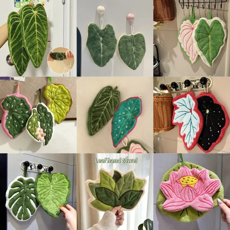 Embroidered Leaf Hand Towel