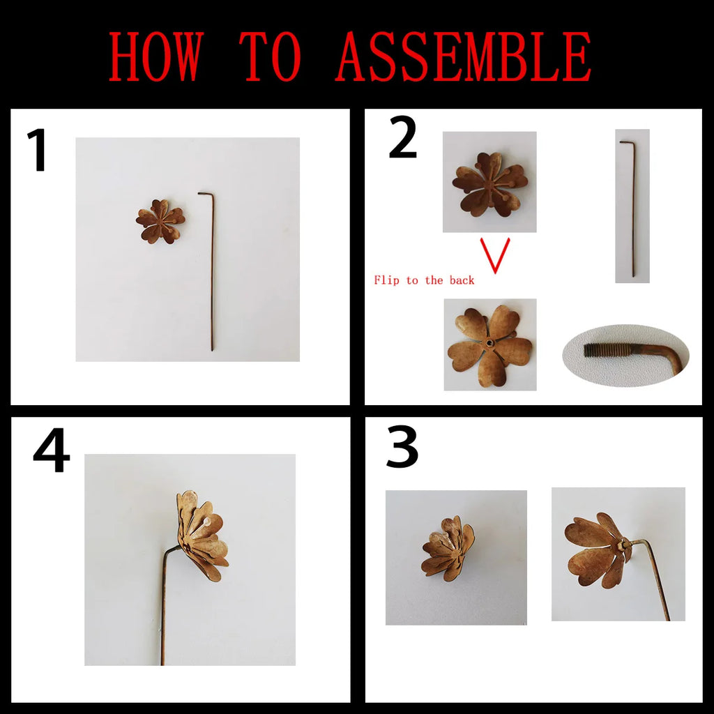 Rust Metal Flower Garden Stake