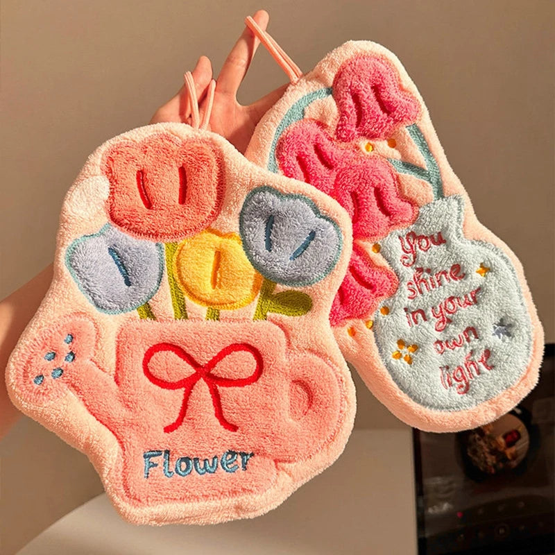 Embroidered Leaf Hand Towel