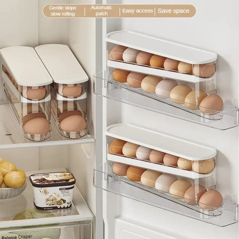 4-Layer Automatic Rolling Egg Organizer