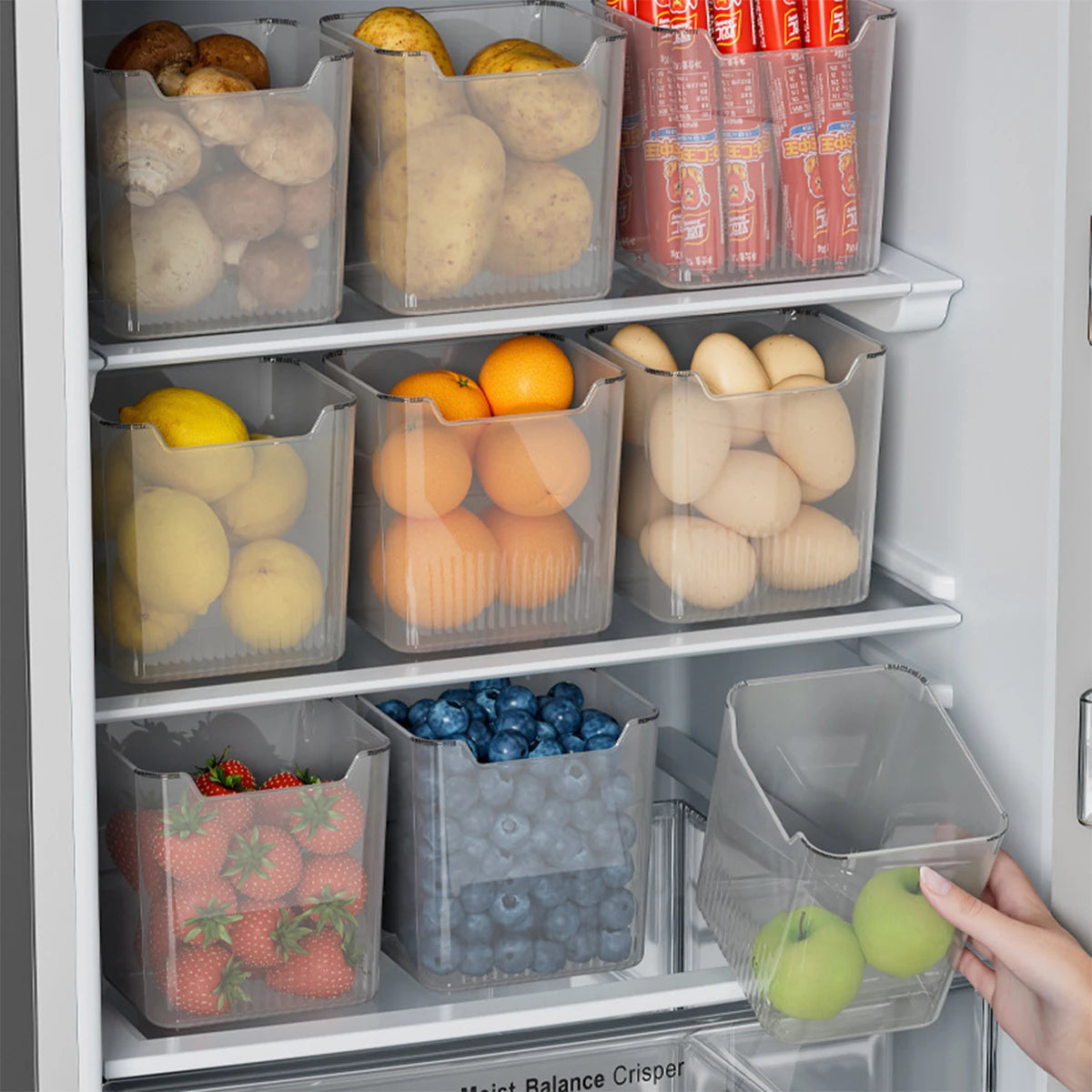 Stackable Refrigerator Door Storage Organizer Bin Set