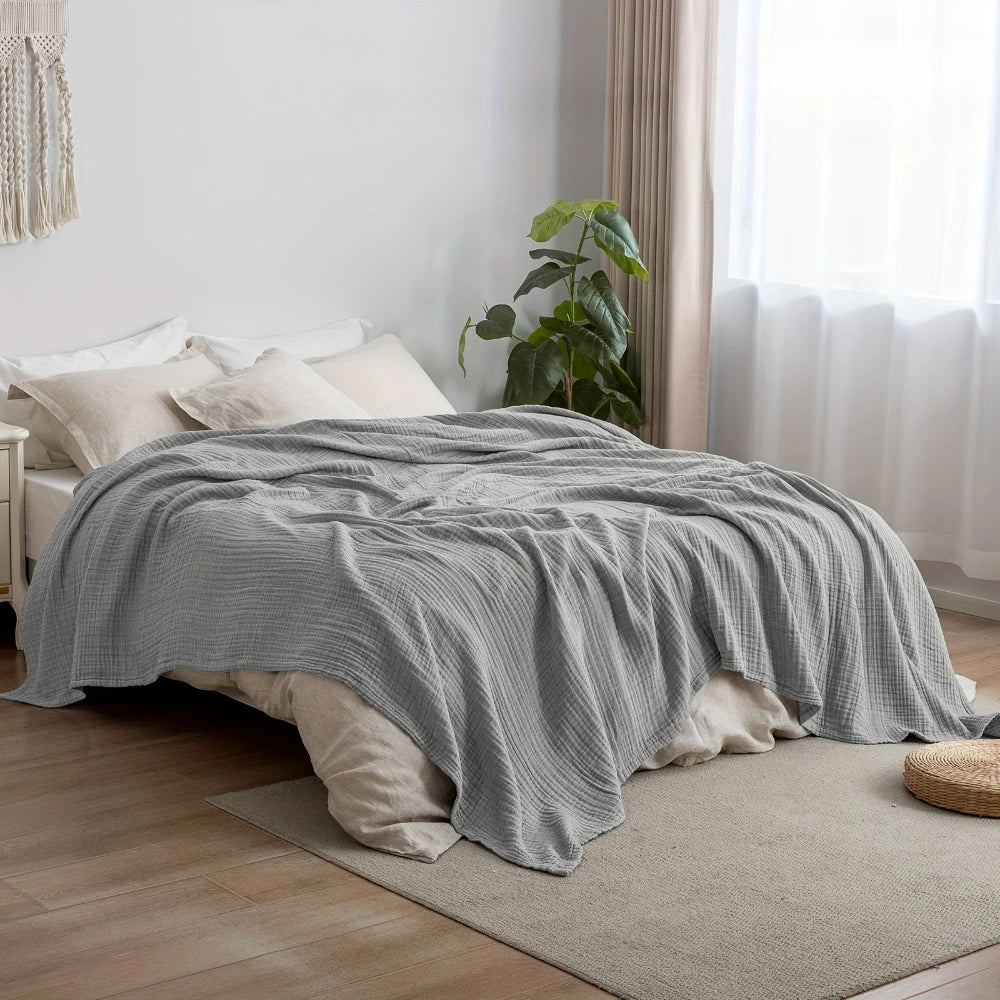 6-Layer Cotton Muslin Blanket – Lightweight & Breathable for All Seasons