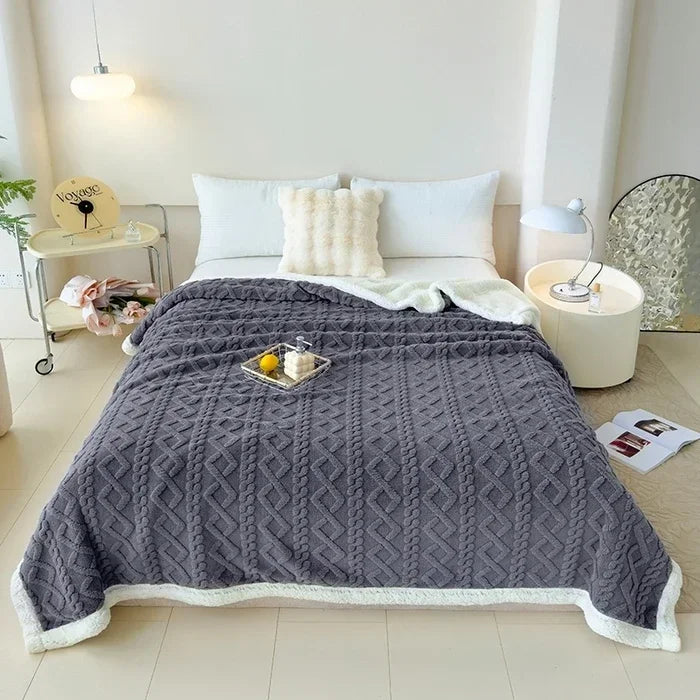 Premium Knitted Flannel Blanket – Ultra Soft Throw for Everyday Comfort