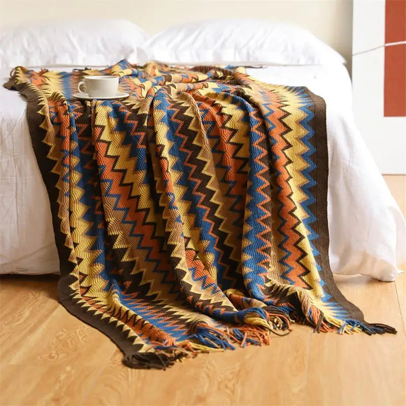 Hand-Knitted Acrylic Throw Blanket