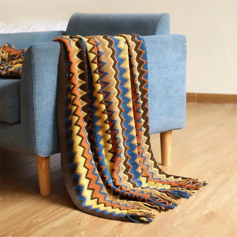 Hand-Knitted Acrylic Throw Blanket