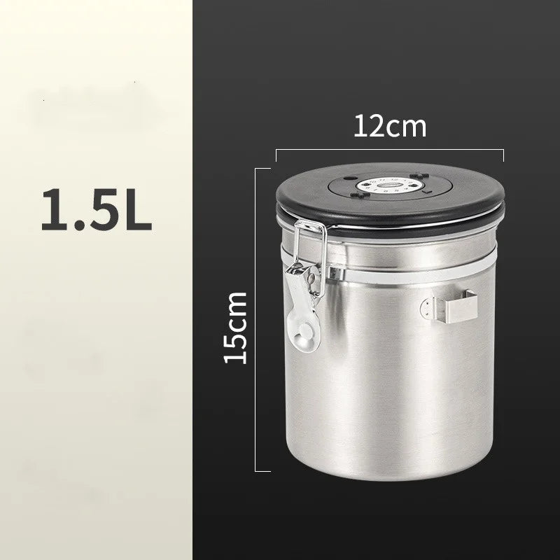 Stainless Steel Airtight Coffee Storage Canister with Measuring Spoon