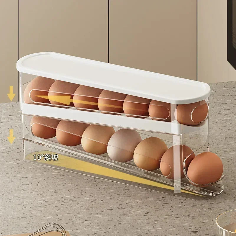 4-Layer Automatic Rolling Egg Organizer
