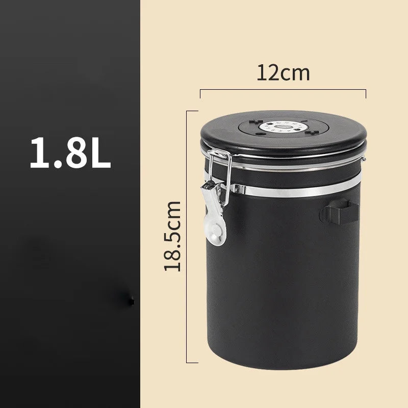 Stainless Steel Airtight Coffee Storage Canister with Measuring Spoon