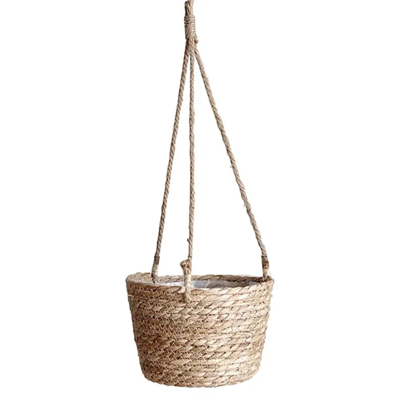 Handwoven Hanging Plant Basket – Indoor & Outdoor Planter