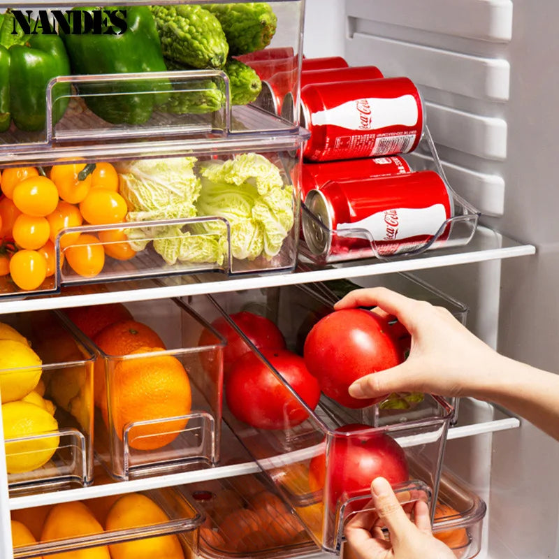 Clear Refrigerator Organizer Bin with Handle