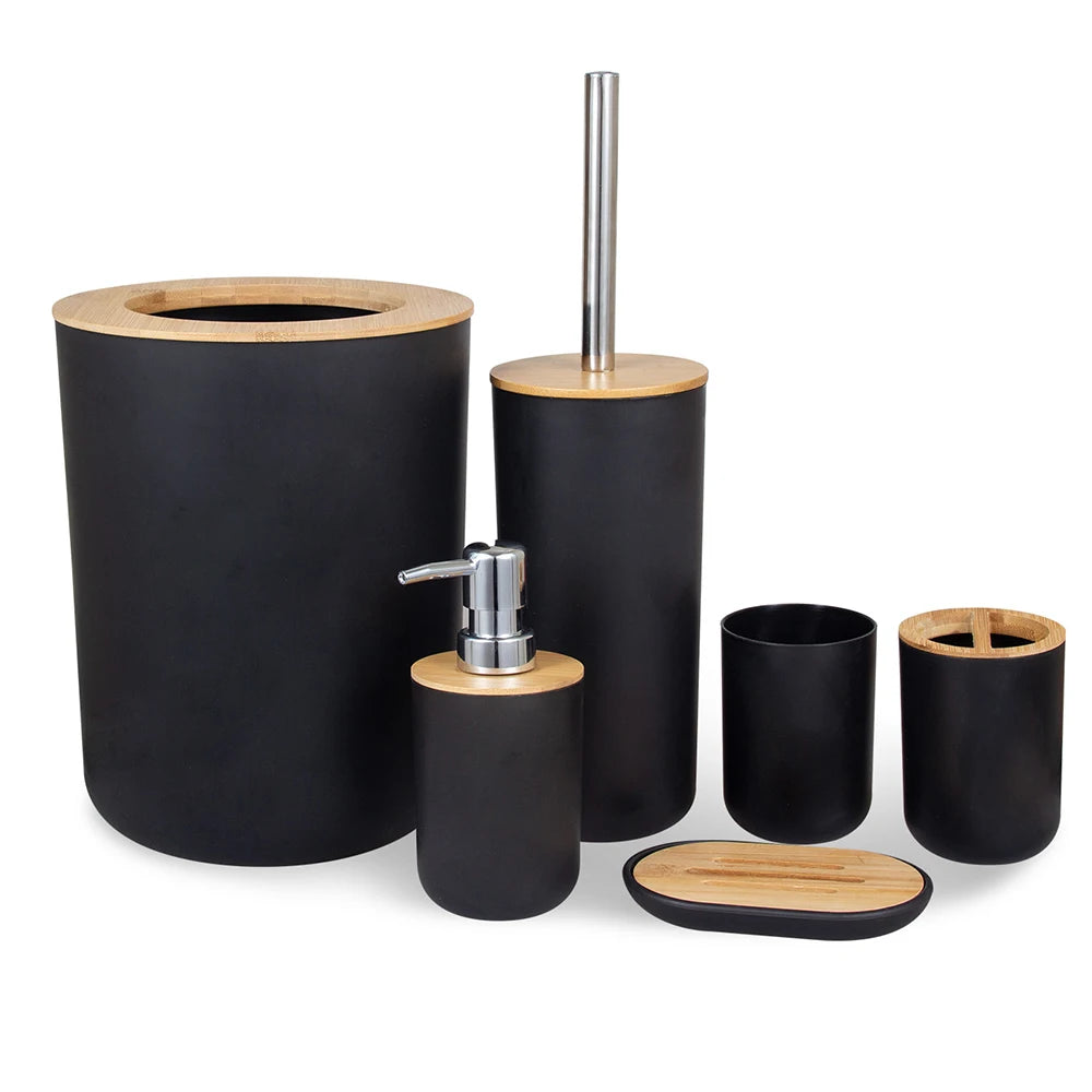6-Piece Bamboo Bathroom Accessories Set