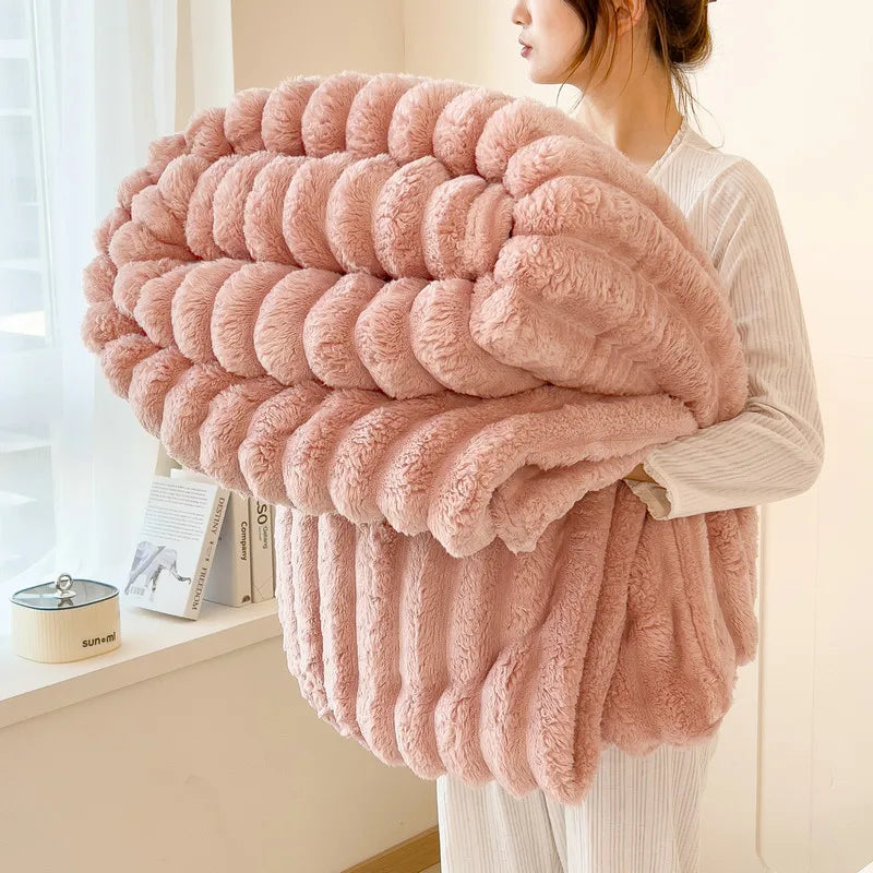 Soft Artificial Rabbit Plush Blanket