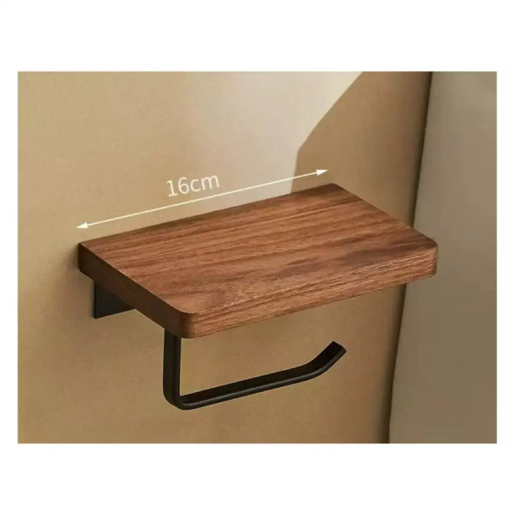 Toilet Paper Holder with Wooden Shelf